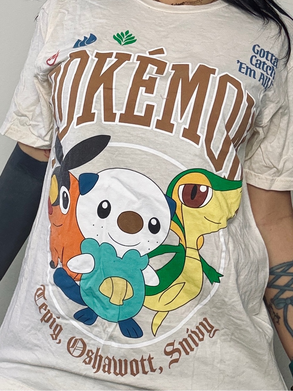 Pokémon Starter Trio Graphic Tee - Beige with Multicolor Print GameStop tee